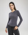 Top Manga Larga Lurex,GRIS OBSCURO